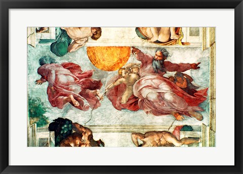Framed Sistine Chapel Ceiling: Creation of the Sun and Moon, 1508-12 Print