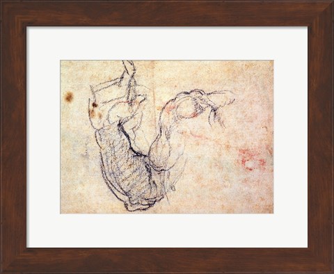 Framed Preparatory Study for the Arm of Christ in the Last Judgement, 1535-41 Print