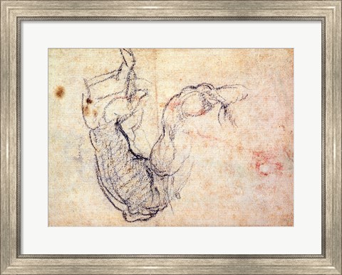 Framed Preparatory Study for the Arm of Christ in the Last Judgement, 1535-41 Print