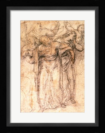 Framed Study of Mourning Women Print