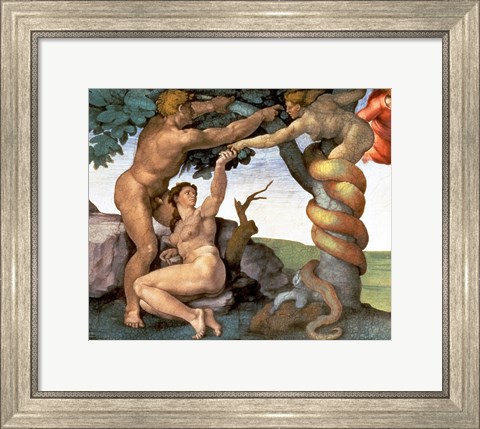 Framed Sistine Chapel Ceiling (1508-12): The Fall of Man, 1510 (detail) Print