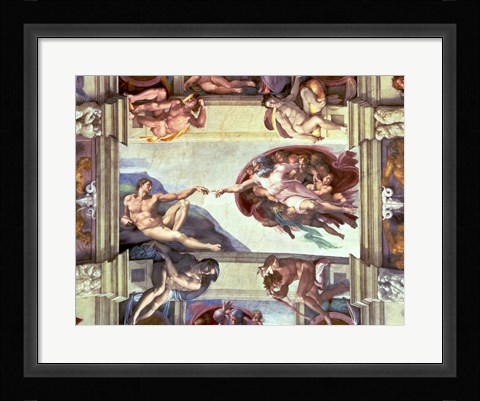Framed Sistine Chapel Ceiling: Creation of Adam, 1510 B Print