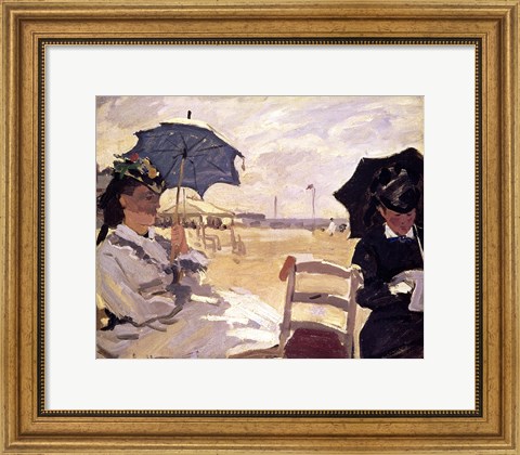 Framed Beach at Trouville, 1870 Print