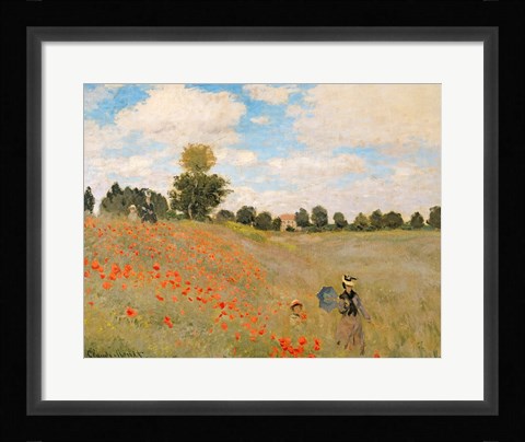 Framed Wild Poppies, near Argenteuil (Les Coquelicots: environs d'Argenteuil), 1873 Print