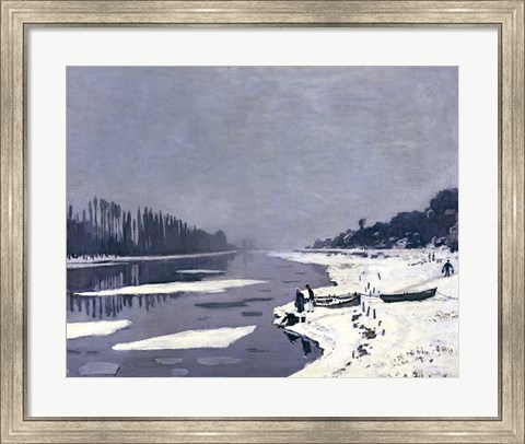 Framed Ice on the Seine at Bougival, c.1864-69 Print