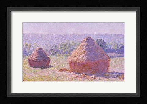 Framed Haystacks, or The End of the Summer, at Giverny, 1891 Print