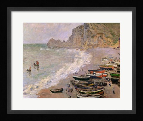 Framed Etretat, beach and the Porte d'Amont, 1883 Print