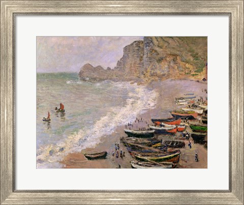 Framed Etretat, beach and the Porte d&#39;Amont, 1883 Print