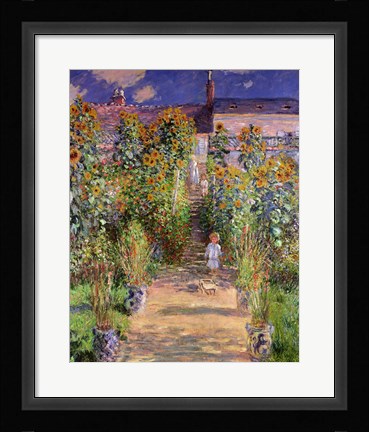 Framed Artist's Garden at Vetheuil, 1880 Print