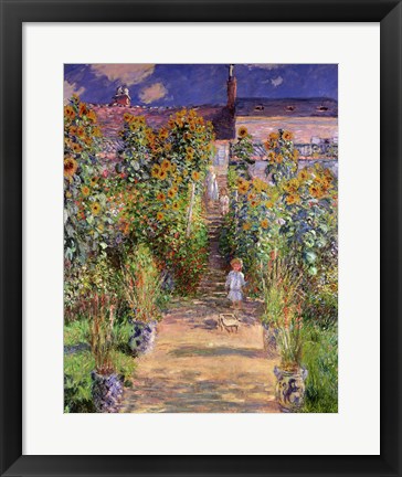 Framed Artist's Garden at Vetheuil, 1880 Print