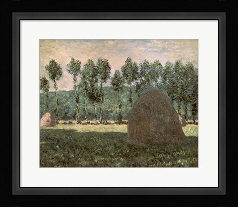 Framed Haystacks near Giverny, c.1884-89 Print