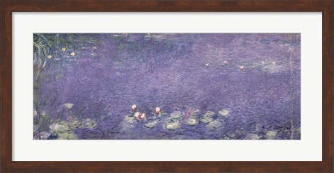 Framed Waterlilies: Morning, 1914-18 (centre left section) Print