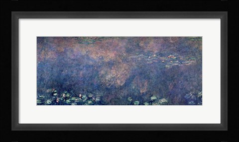 Framed Waterlilies: Two Weeping Willows, centre left section, 1914-18 Print
