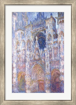 Framed Rouen Cathedral, Blue Harmony, Morning Sunlight, 1894 Print