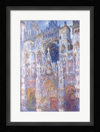 Framed Rouen Cathedral, Blue Harmony, Morning Sunlight, 1894 Print