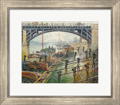 Framed Stream of Robec at Rouen, 1872 workers Print