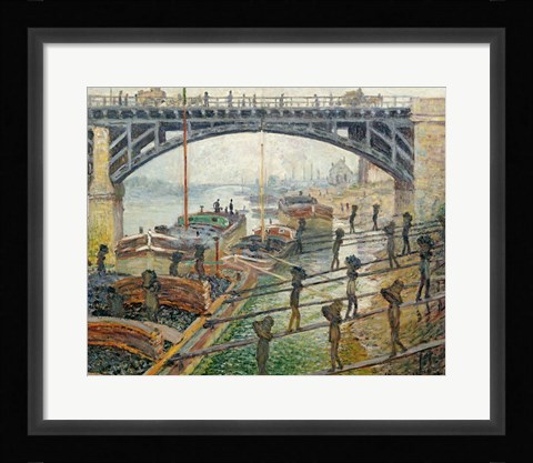 Framed Stream of Robec at Rouen, 1872 workers Print
