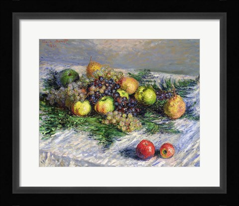 Framed Still Life with Pears and Grapes, 1880 Print