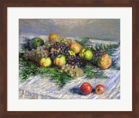 Framed Still Life with Pears and Grapes, 1880 Print