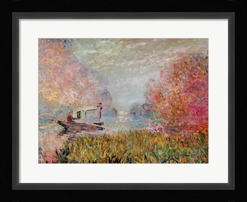 Framed Boat Studio on the Seine, 1875 Print