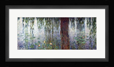 Framed Waterlilies: Morning with Weeping Willows, detail of the left section, 1915-26 Print
