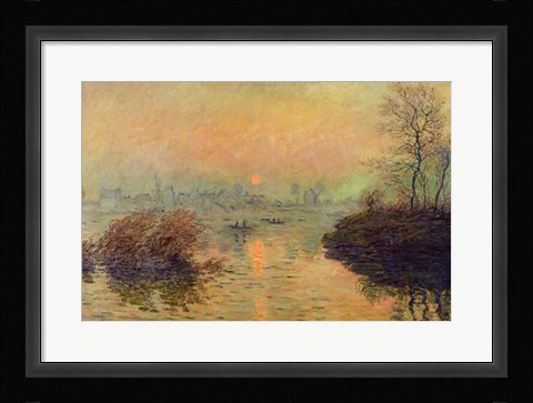 Framed Sun Setting over the Seine at Lavacourt. Winter Effect, 1880 Print