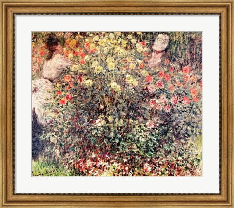 Framed Women in the Flowers, 1875 Print