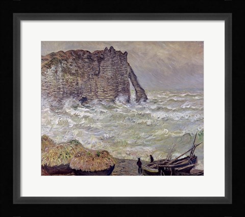Framed Rough Sea at Etretat, 1883 Print