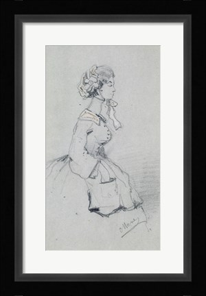 Framed Young woman with a ribbon, 1857 Print