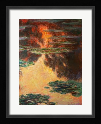 Framed Waterlilies, detail, 1907 Print