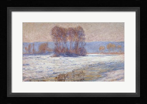 Framed Seine at Bennecourt, Winter Print