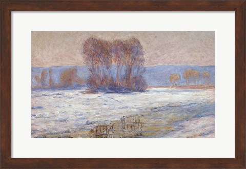 Framed Seine at Bennecourt, Winter Print