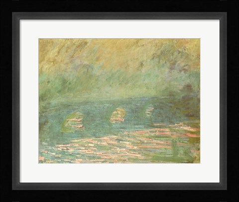 Framed Waterloo Bridge (blue and green) Print