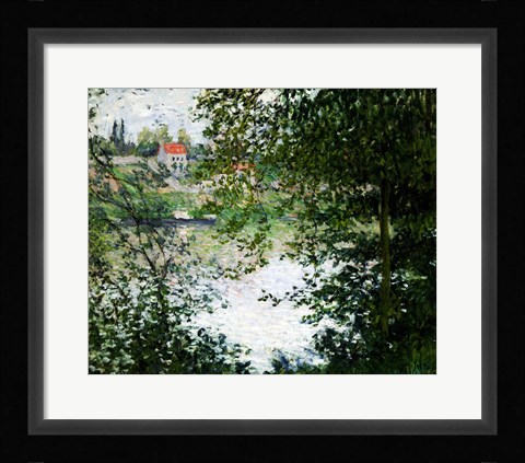 Framed Ile de La Grande Jatte Through the Trees, 1878 Print