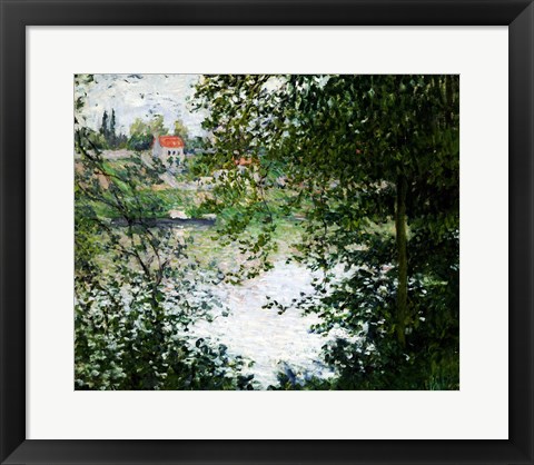 Framed Ile de La Grande Jatte Through the Trees, 1878 Print