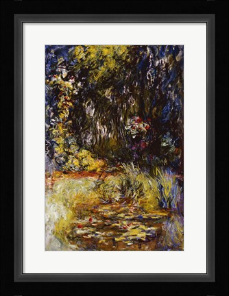 Framed Corner of a Pond with Waterlilies, 1918 Print