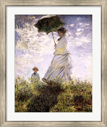 Framed Woman with a Parasol - Madame Monet and Her Son Print