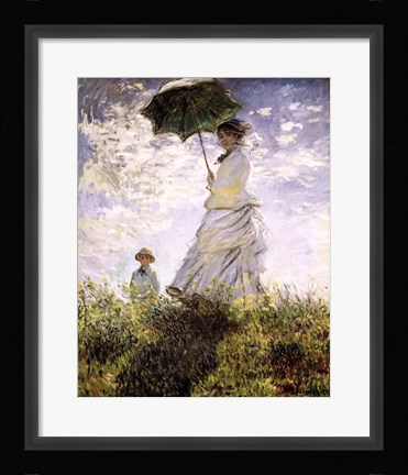 Framed Woman with a Parasol - Madame Monet and Her Son Print