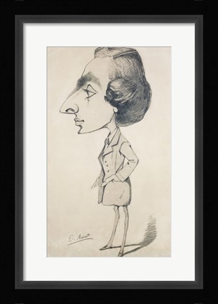 Framed Young Man in the style of a Romantic, 1857 Print