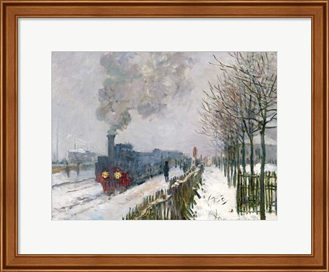 Framed Train in the Snow or The Locomotive, 1875 Print
