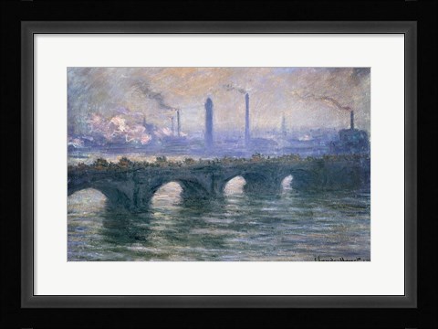 Framed Waterloo Bridge, Cloudy Day, 1900 Print