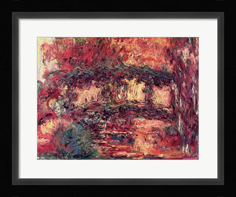Framed Waterlilies: The Japanese Bridge, or Japanese Bridge at Giverny, c.1923 Print