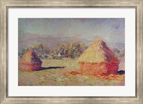 Framed Two Haystacks, 1891 Print