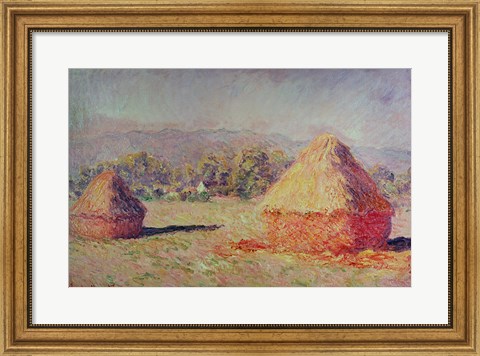 Framed Two Haystacks, 1891 Print