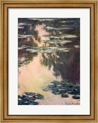 Framed Waterlilies with Weeping Willows, 1907 Print