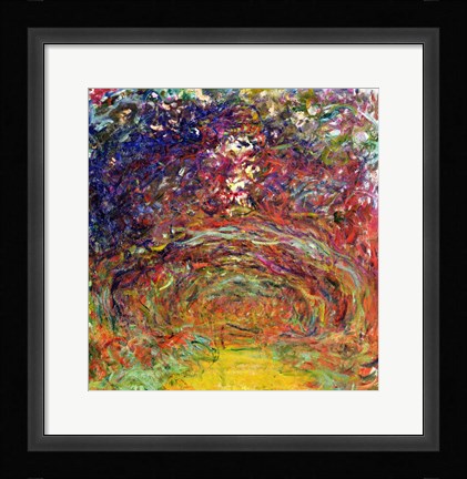 Framed Rose Path at Giverny, 1920-22 Print
