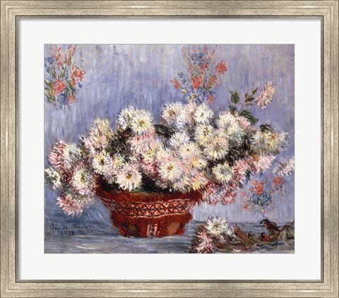 Framed Basket of Chrysanthemums, c.1878 Print