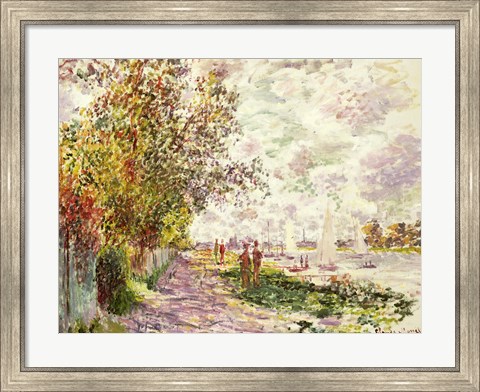 Framed Riverbank at Gennevilliers, c.1875 Print