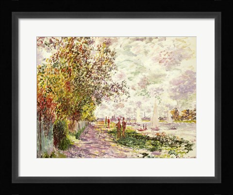 Framed Riverbank at Gennevilliers, c.1875 Print