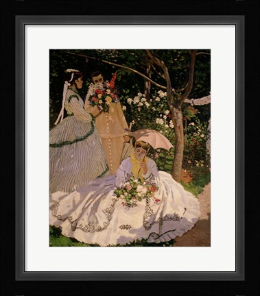 Framed Women in the Garden, detail of a Seated Woman with a Parasol, 1867 Print